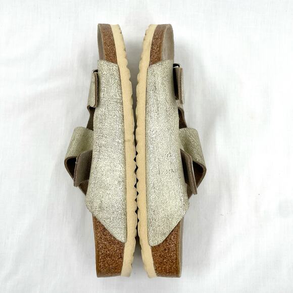 Birkenstock Arizona Sandal Washed Metallic Cream Gold Crackle Neutral Size EU 41 - Picture 3 of 11